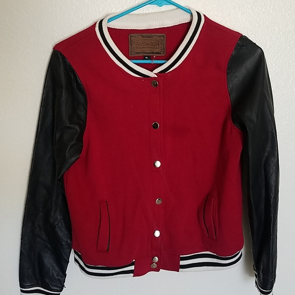 Red varsity jacket
